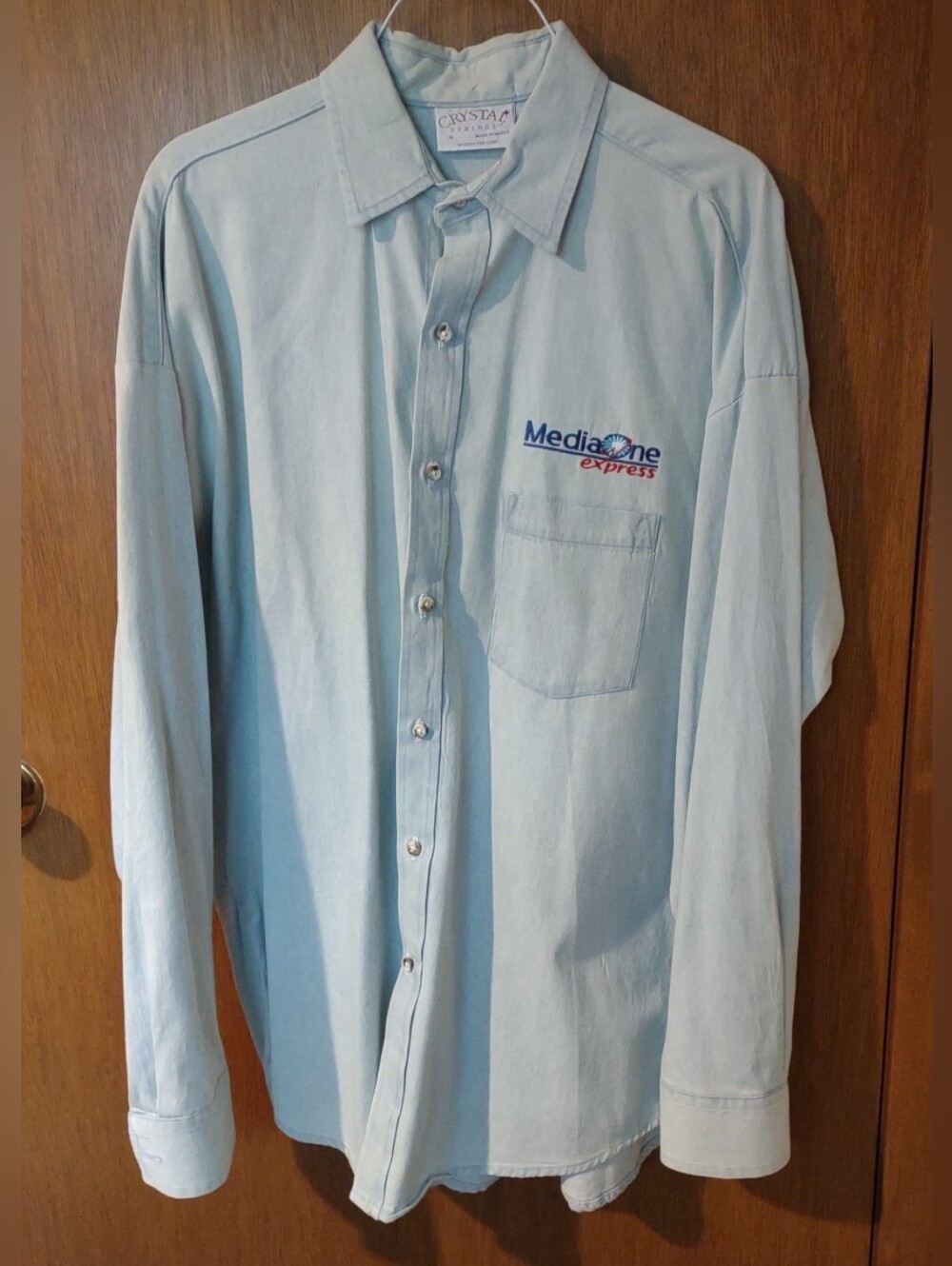 Vintage Crystal Springs MediaOne Express Denim Long Sleeve Shirt  Men's Size M